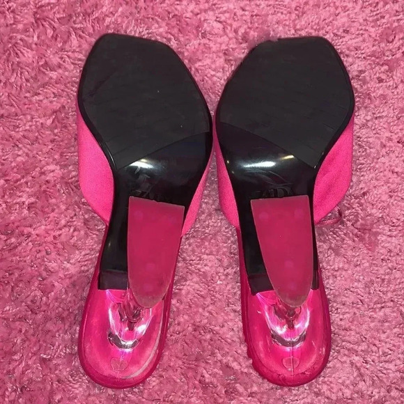 Zara Satin Heeled Methacrylate Mule Sandals Pink Size 8.5 - Picture 6 of 6